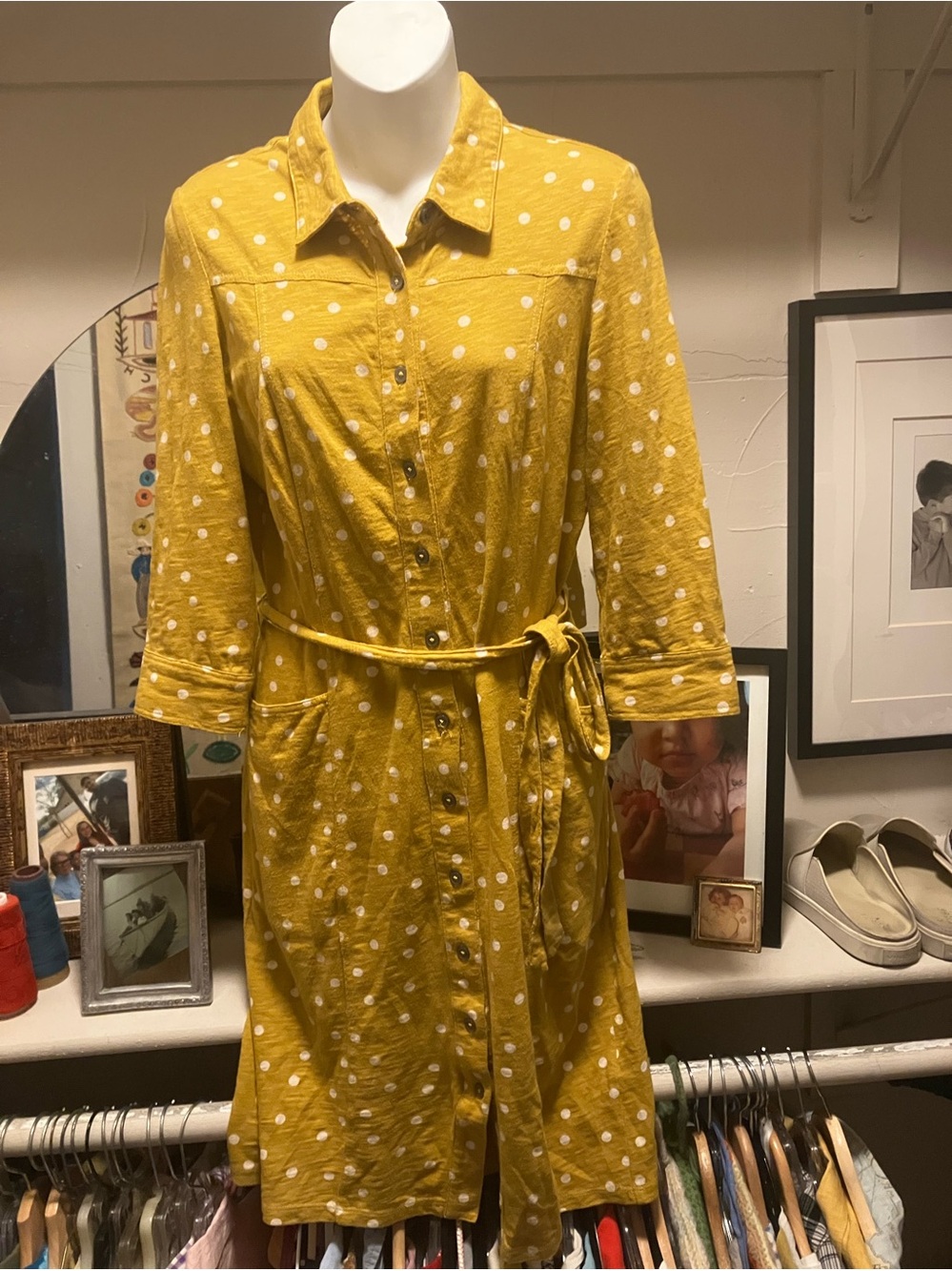 Late Summer to Fall Cotton Knit Shirt Dress